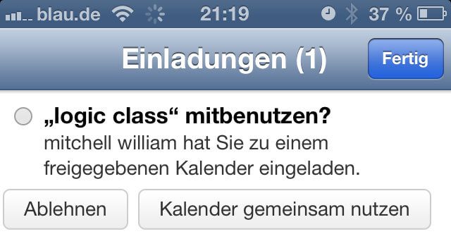 verdächtige iOS Kalender Einladung