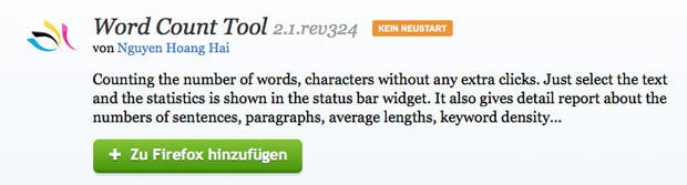 Word Count Tool Firefox Addon
