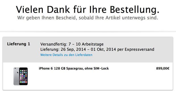 iPhone 6 Bestellung