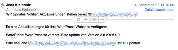 Wordpress Update Nachricht