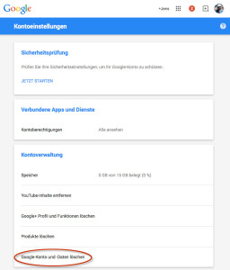 Google Kontoverwaltung