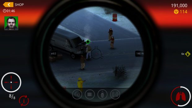 Ingame-Screenshot von Hitman Sniper Death Valley, als ich es gerade am iPhone gespielt hat… nicht aus Spaß, sondern nur für den Screenshot. ;)