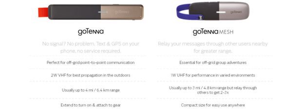 gotenna mesh datenblatt vergleich modelle neu 2016 kickstarter nachrichten ohne netz wlan mobilfunk eigenes handynetz