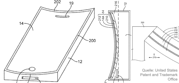 apple geheime patente verstecktes patent konkaves display iphone 2017