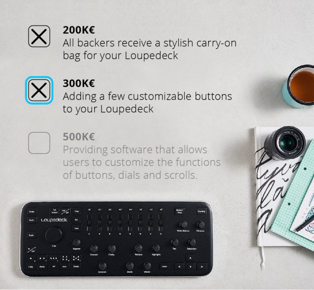 Die Loupedeck Stretch Goals of Indiegogo; Bildquelle: ebenda