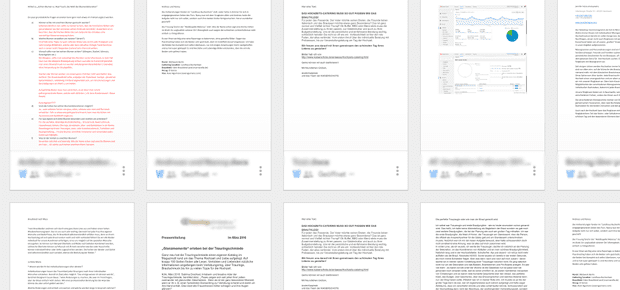 Google Docs ist praktisch, wenn man auch Dokumente über Google Drive teilt. Neben der Textverarbeitung ist eine Tabellenkalkulation und ein Bereich für Präsentationen kostenlos nutzbar. Die einzelnen Doc erscheinen im Vorschau-Modus, was sehr praktisch ist.