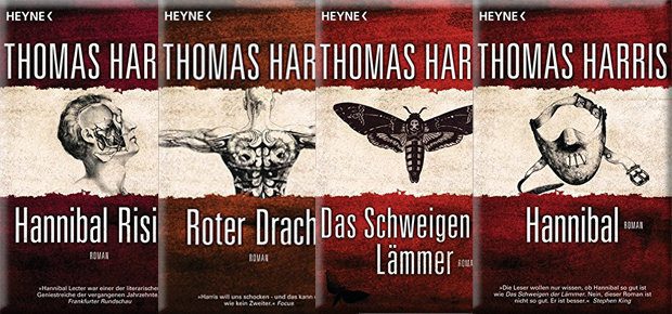 Die Hannibal Bücherserie von Thomas Harris gibt's von HEYNE im zueinander passenden Design - Bilder: Amazon