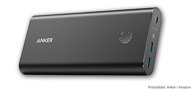 Anker PowerCore+ Powerbank mit 26.800 mAh und USB-C-Anschluss. Sollte dieses Modell vergriffen sein, bietet der Hersteller noch ähnliche Modelle.