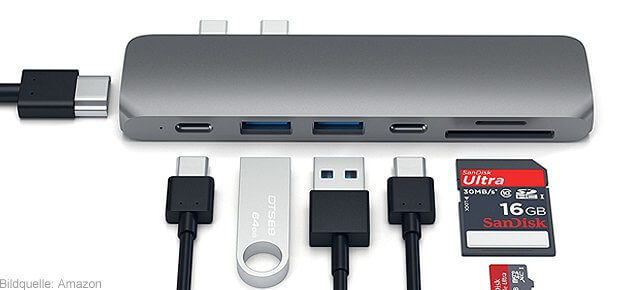 Satechi USB-C Hub fürs MacBook Pro 2016 von Apple. Thunderbolt 3 wird zu HDMI, USB-A, Kartenleser und mehr.