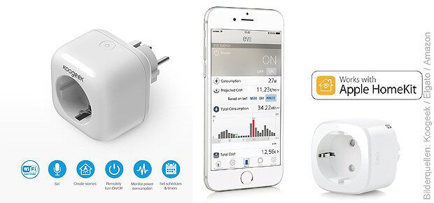 Auf der Suche nach einer HomeKit-Steckdose gerät man an Koogeek und Elgato Eve. Sie lassen sich per WLAN oder Bluetooth ansteuern, der Stromverbrauch kann überwacht werden, und vieles mehr.