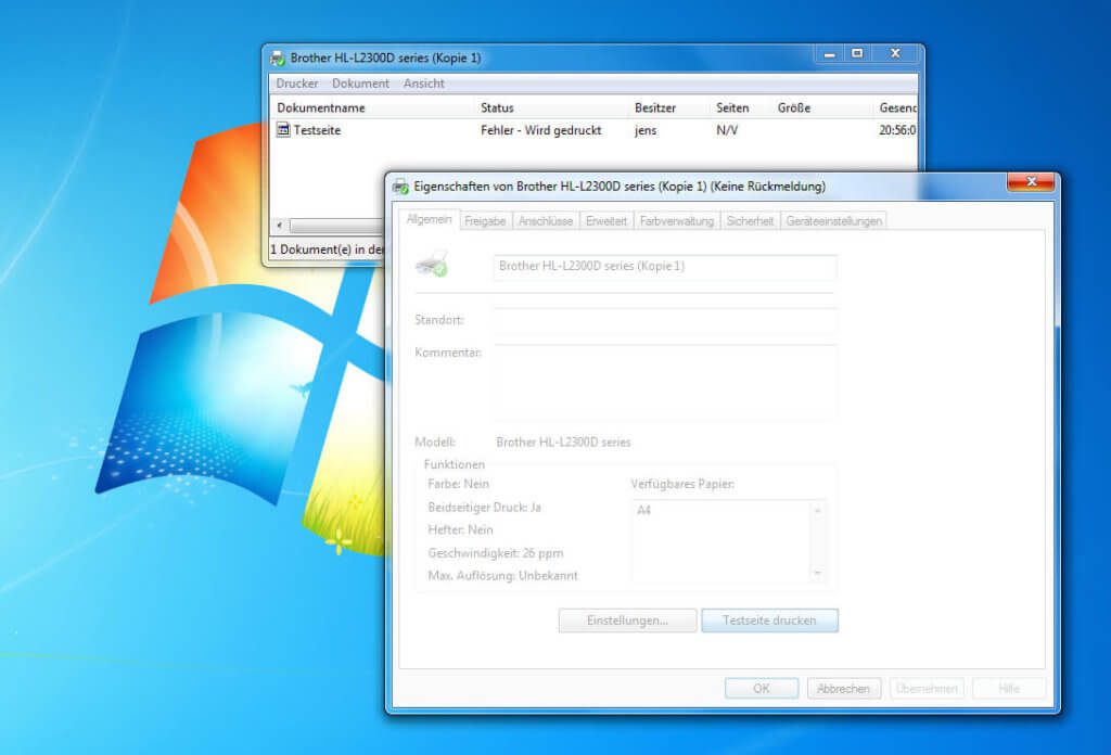 Nach dem Update auf Parallels Desktop 13 findet mein Windows 7 keinen einigen Drucker mehr und jeder Druck scheitert mit einer Fehlermeldung.