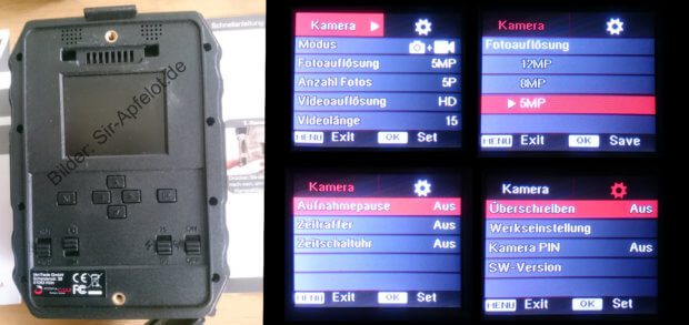 Das Menü der Wildkamera, das ihr auf dem LCD-Bildschirm aufrufen könnt, ist leicht verständlich und hilfreich.