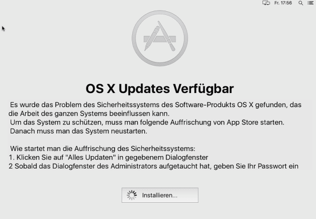 Der Mac-Trojaner "Retefe" versteckt sich unter anderem in einem vermeintlichen Update unter OS X bzw. macOS. Die Schadsoftware zielt auf Online-Banking-Daten ab, die am Apple Computer genutzt werden. Bild: GovCERT