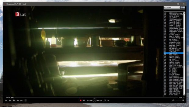 Fernsehen über DVB-C am Computer (Windows) mit dem Programm WinTV und der integrierten Senderliste (Klicken zum Vergrößern)