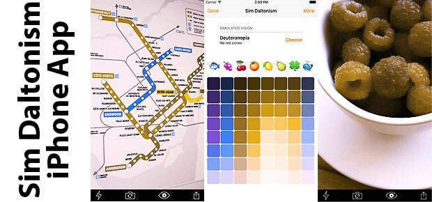 Die Sim Daltonism App für iOS auf iPhone, iPad und iPod Touch zeigt euch die Welt mit Farbenblindheit / Farbsinnstörung oder Monochromatismus. So könnt ihr mobil die farbenblinde Sichtweise verstehen. Bilderquelle: iTunes-Webseite