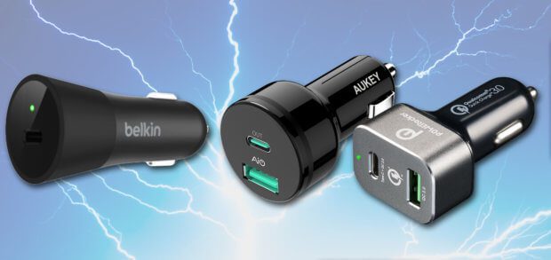 Das Belkin 36W USB-C Autoladegerät zum Schnellladen von iPhones 8 und X könnt ihr noch nicht bei Amazon kaufen, dafür die günstigeren Lader von AUKEY und POWERocker.