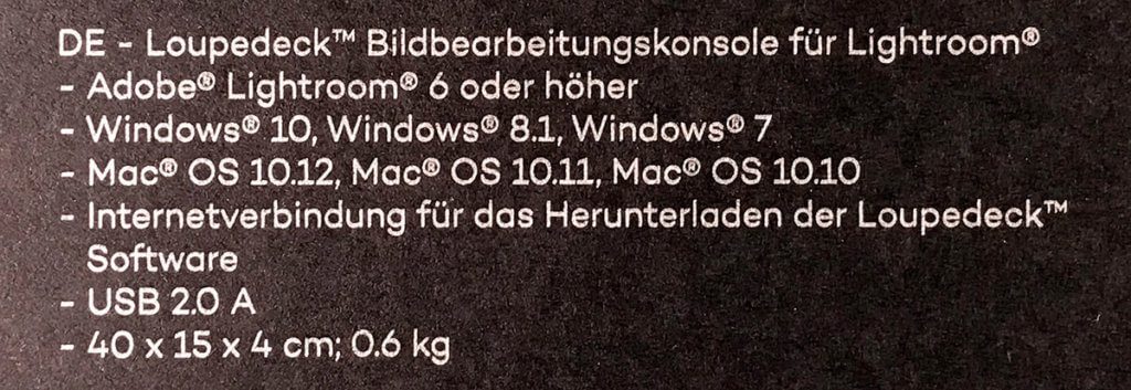 Auf der Packung findet man die technischen Details und die Kompatibilität.