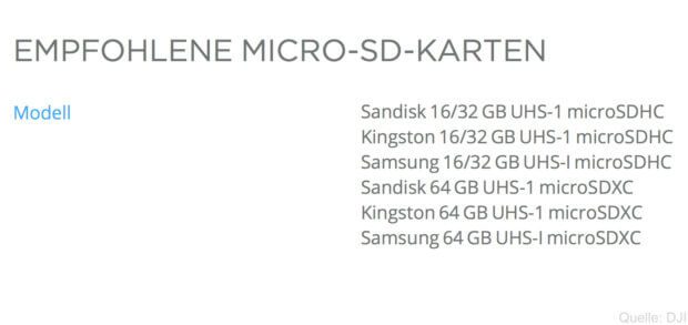 Die beste SD-Karte für die DJI Spark Drohne ist die, die ihr verwendet. Am besten beraten seid ihr mit den unten aufgelisteten und vom Drohnenhersteller empfohlenen microSD-Modellen.