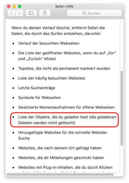 Beim Verlauf löschen bleibt der Cache scheinbar unberührt. Darauf weist die Hilfe-Übersicht hin. Der Hinweis kann sich aber auch auf heruntergeladene Dateien im Download-Ordner beziehen. Ganz eindeutig ist die Aussage nicht...