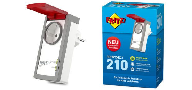 Die FRITZ!Dect 210 Smart Home Steckdose für den Außenbereich mit DECT-Einbindung und IP44 Schutzklasse kann per Computer, FRITZ!Fon und Smartphone-App angesteuert werden. Bilder: Amazon