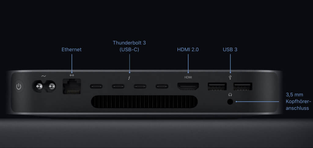 Die Rückseite des Mac Mini 2018. Was haltet ihr von den technischen Daten, der Leistung und den Ports?