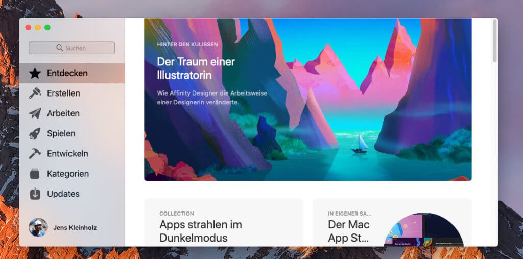 So sieht der Mac App Store im besten Fall aus: Das neue Design und tagesaktuelle Beiträge und App-Tipps.