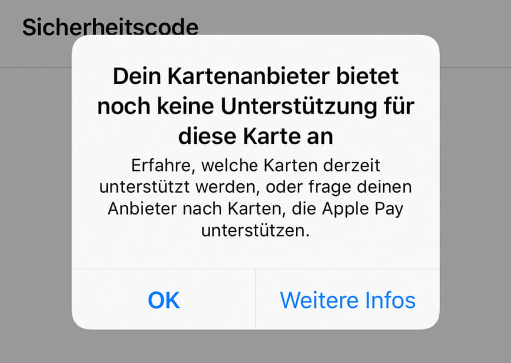 Die Sparkasse bietet leider keine Unterstützung für Apple Pay – sehr schade…