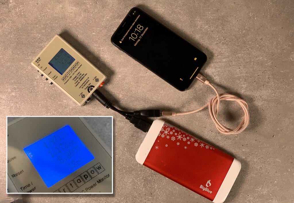 Bei meiner Messung hat der USB Handwärmer das iPhone X mit ca. 5,6 Watt geladen – nicht so schnell, wie an meiner Zendure Powerbank, aber schnell genug, um es im Betrieb zu füllen.