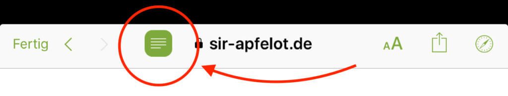 Mit diesem Button schaltest du den Reader-Modus in der App aus.