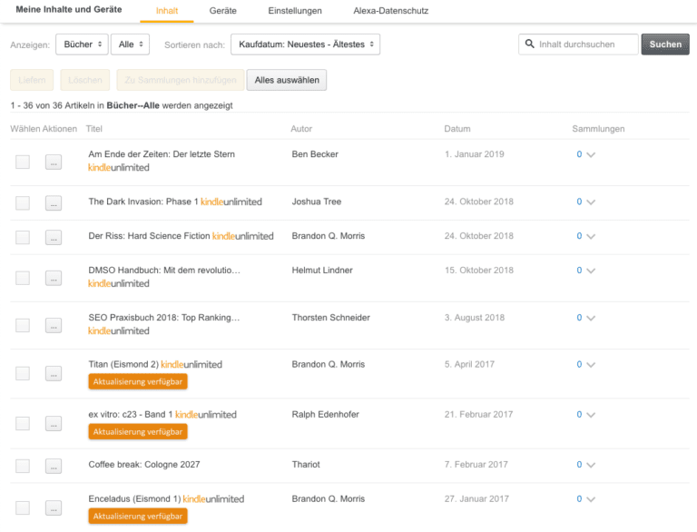[gelöst] Welche Bücher habe ich bei Kindle Unlimited gelesen?