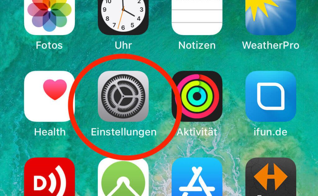 Über die Einstellungen gelangt man zu der Liste der Optionen in iOS.