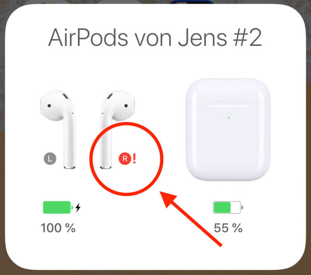 Wenn du beim Akkustatus deiner AirPods einen roten Kreis mit L oder R und ein Ausrufezeichen siehst, dann bist du hier richtig! (Fotos: Sir Apfelot)