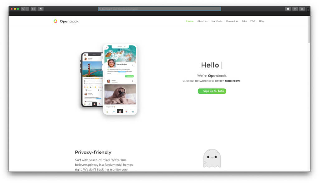 Auf der Webseite der Openbook Facebook-Alternative kann man sich als Beta-Tester eintragen – aktuell kommt man auf eine Warteliste.