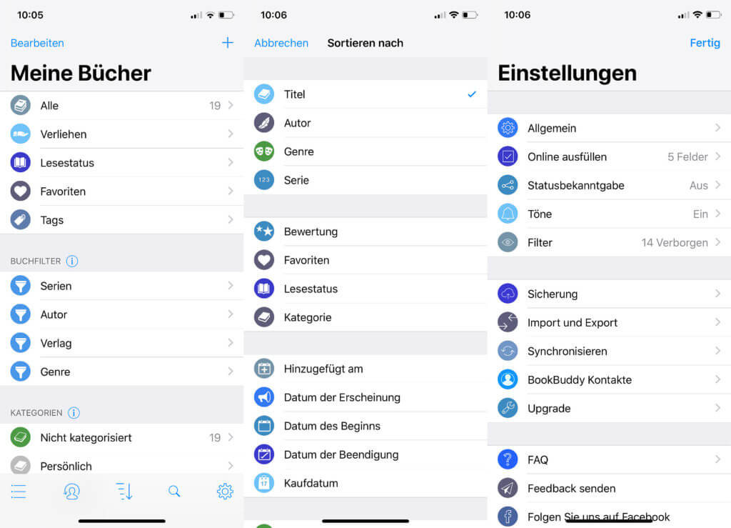 Zahlreiche Funktionen der BookBuddy App für iOS auf dem iPhone sorgen dafür, dass ihr eure Buchsammlung individuell verwalten könnt.