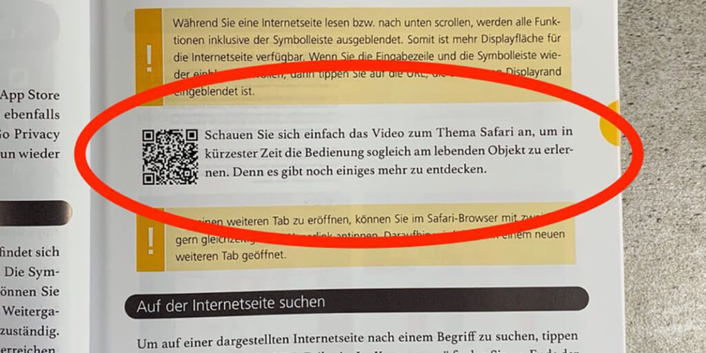 Über QR-Codes im Buch kommt man schnell auf passende Erklärvideos bei amac-buch Verlag, die helfen, die Erklärungen im Buch in der Praxis mit dem iPad nachzuvollziehen.