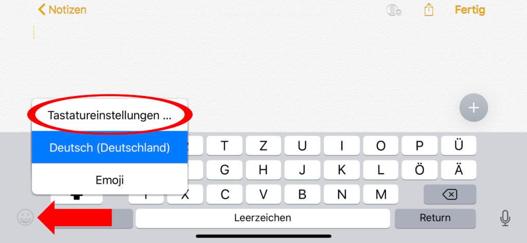 Das Pi-Zeichen am iPad eingeben oder am iPhone schreiben. Der Weg dahin führt über dieses Menü (oder die Einstellungen-App).