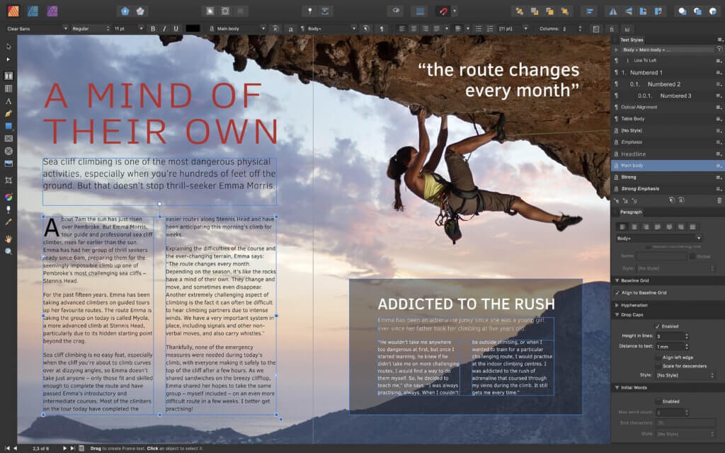 Mit Affinity Publisher hat Serif neben der Bild- und Fotobearbeitung sowie dem Design mit Vektor-Grafiken auch eine Lösung für die Gestaltung von Printerzeugnissen geliefert.