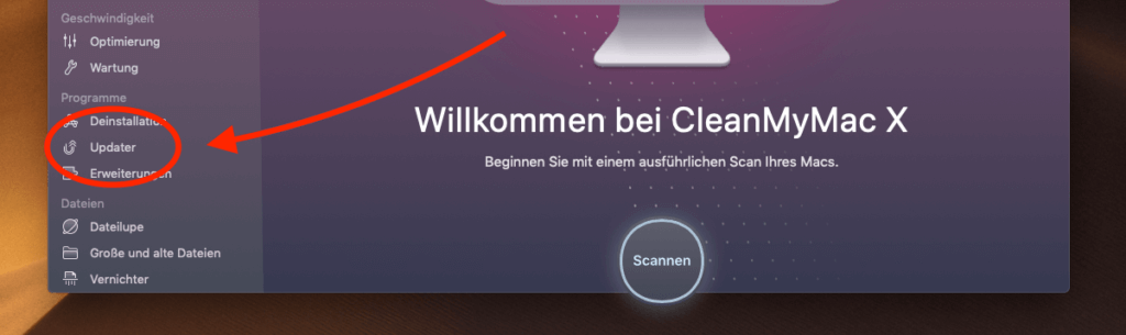 Auch CleanMyMac X bietet an, sich um Updates zu kümmern. Was es im Vergleich zu MacUpdater bringt, lest ihr weiter unten.