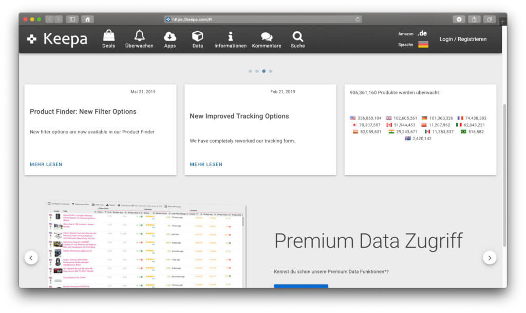 Keepa als CamelCamelCamel-Alternative. Die Webseite bzw. Web-App kann man sicher im Browser nutzen.