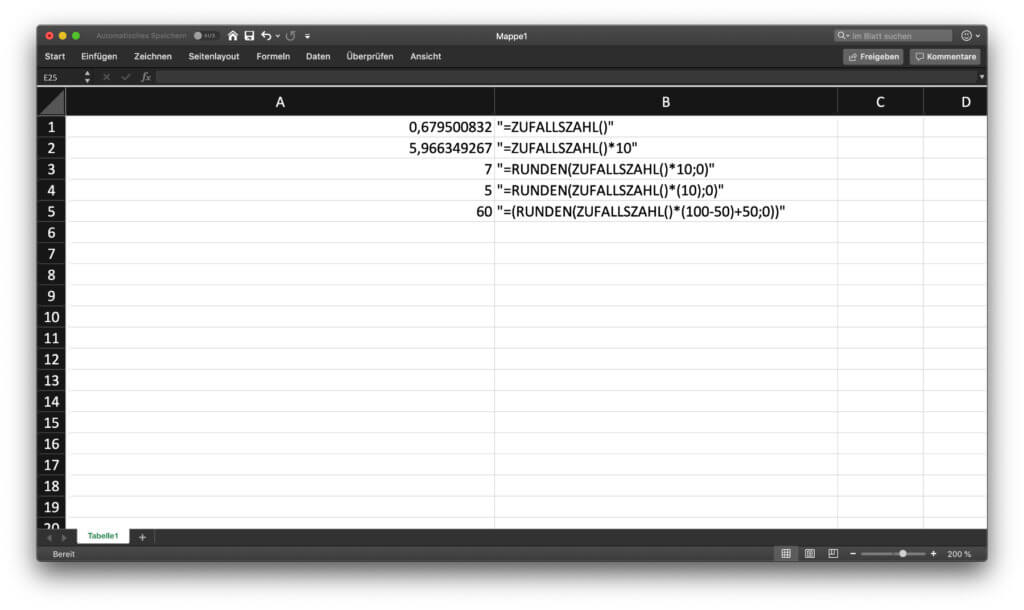 Eine Zufallszahl erstellen in Excel – hier nochmal die obige Übersicht mit allen Syntax-Eingaben. So findet ihr den richtigen Zufallswert in Microsoft Office.