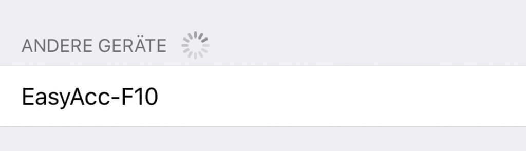 Beim Bluetooth-Pairing erscheint der Lautsprecher ordnungsgemäß als EasyAcc-F10 im Menü.