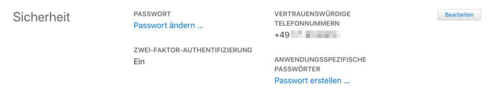 Wenn man sowieso gerade die Liste der Geräte durchschaut, kann man direkt die Telefonnummern checken, die als vertrauenswürdige Nummern beim iCloud-Account hinterlegt sind.