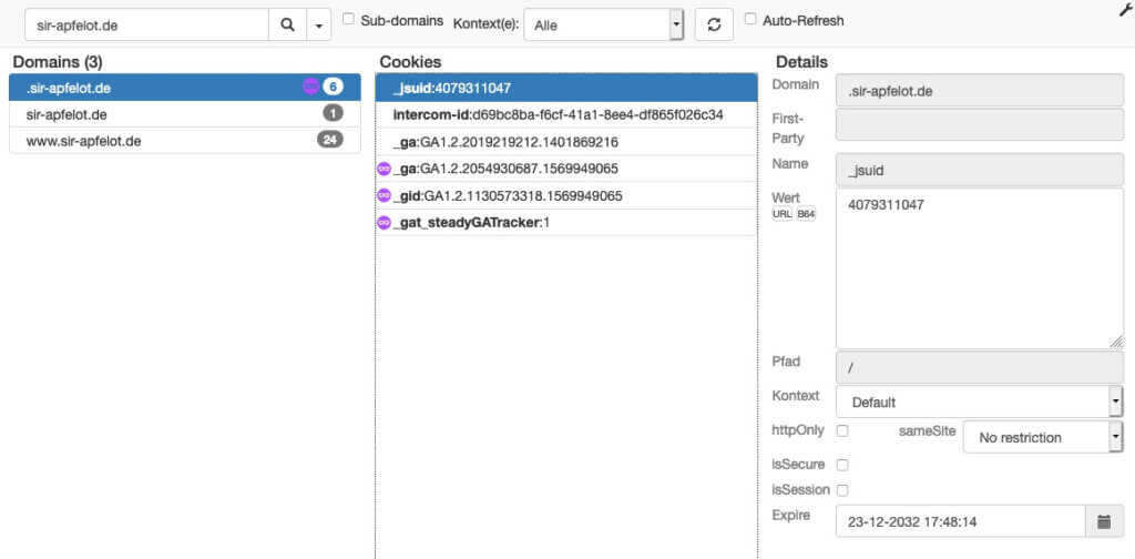 Das Firefox-Add-on "Cookie Quick Manager" für den Mozilla-Browser bietet euch einige Möglichkeiten rund um den Cookieeinsatz.