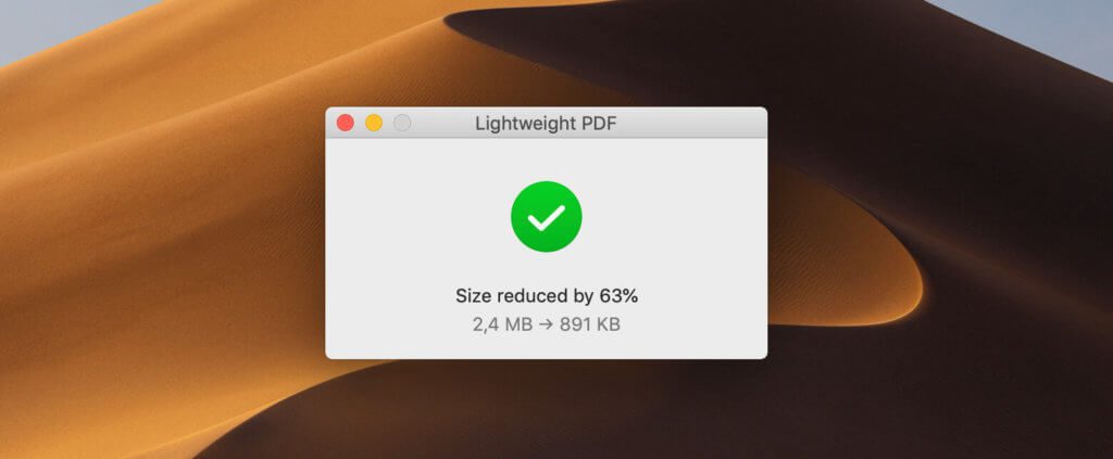 Speicherplatz-Einsparungen im Bereich von 60% sind bei dem Mac-Tool keine Seltenheit. Qualitätseinbussen konnte ich bisher aber noch nicht an den PDFs entdecken.