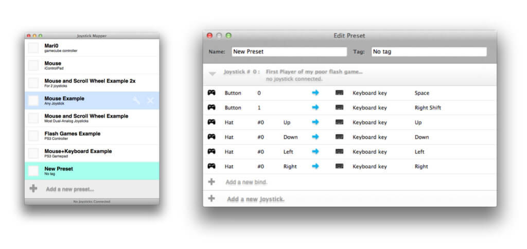 Mit der Joystick Mapper App für macOS könnt ihr Konsolen-Controller, USB-Gamepads, Joysticks und mehr mit Tastatur- und Mausbefehlen mappen, um Spiele und andere Apps damit zu bedienen. Weitere Infos, den Preis und Download findet ihr in diesem Beitrag.