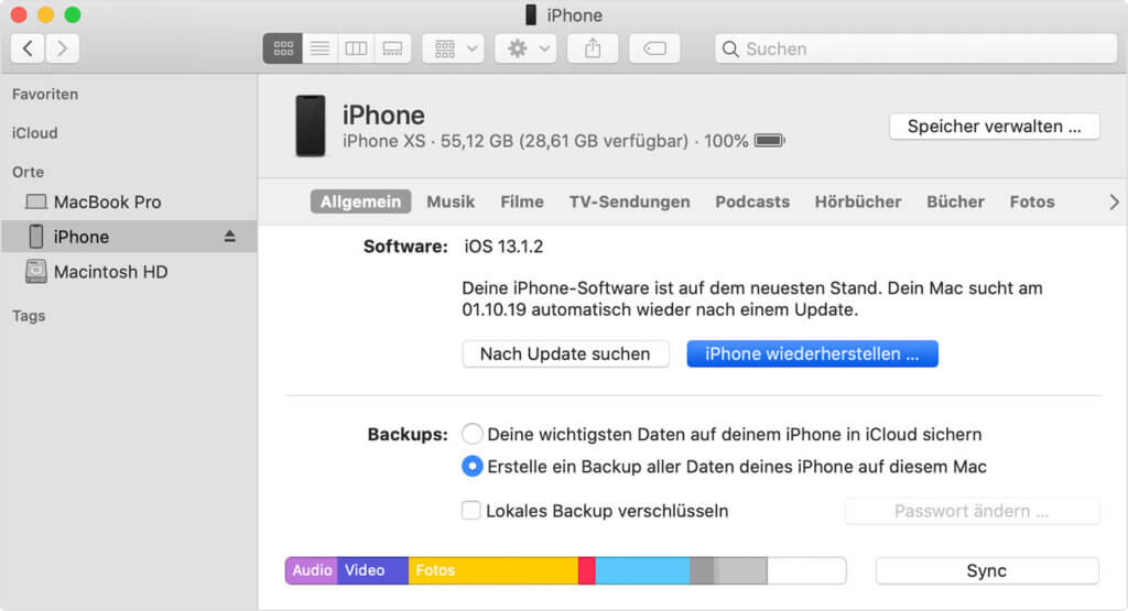 iPhone XS wiederherstellen, iPhone 11 zurück setzen, Reset