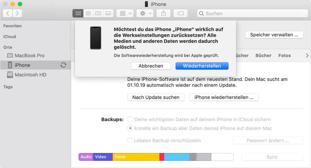 iPhone Reset auf Werk Einstellungen, Anleitung 2019