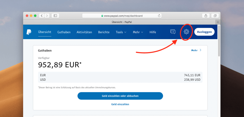 Paypal auf Euro umstellen 1