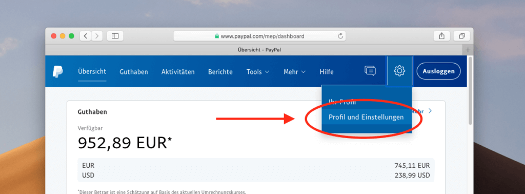 Paypal auf Euro umstellen 2