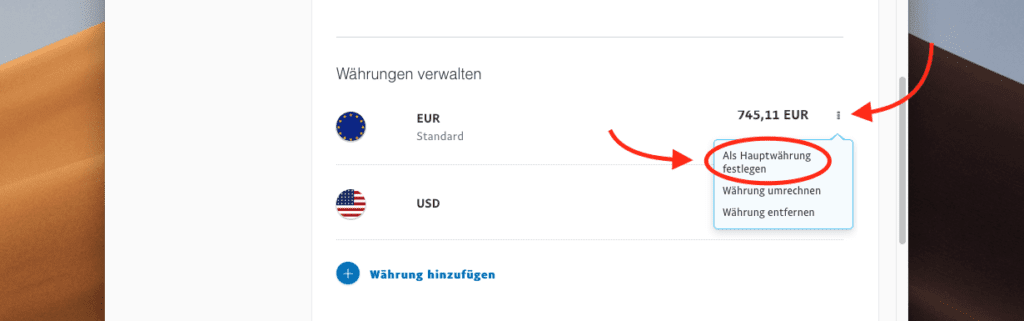 Paypal auf Euro umstellen 4